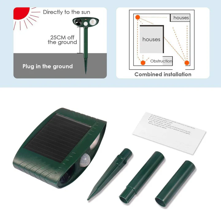 Ultrasonic Garden Repeller Solar Powered Animal Deterrent