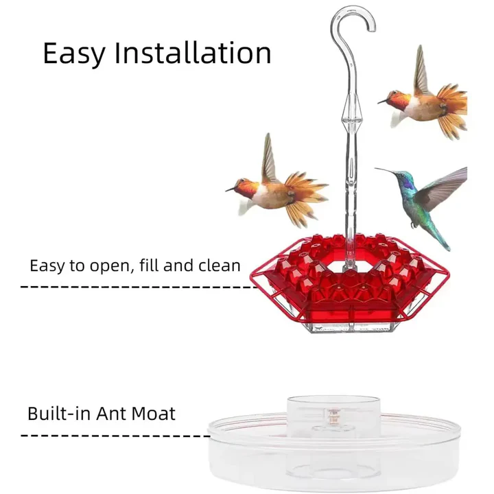 Hummingbird Feeder with Ant Moat Outdoor Hanging Garden Feeder