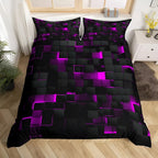Stylish Bedroom Quilt Set Neon Geometric Print & Durable Finish