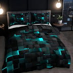 Stylish Bedroom Quilt Set Neon Geometric Print & Durable Finish