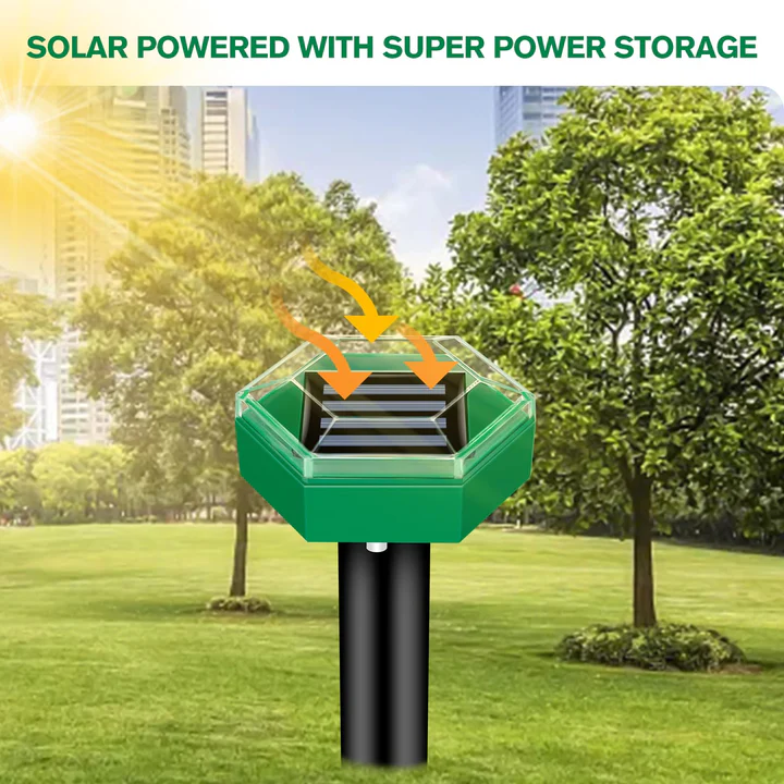Ultrasonic Garden Pest Repeller Solar Ground Stakes for Lawns 4 Pack