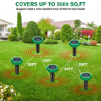 Ultrasonic Garden Pest Repeller Solar Ground Stakes for Lawns 4 Pack