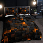 Stylish Bedroom Quilt Set Neon Geometric Print & Durable Finish