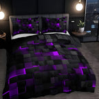 Stylish Bedroom Quilt Set Neon Geometric Print & Durable Finish