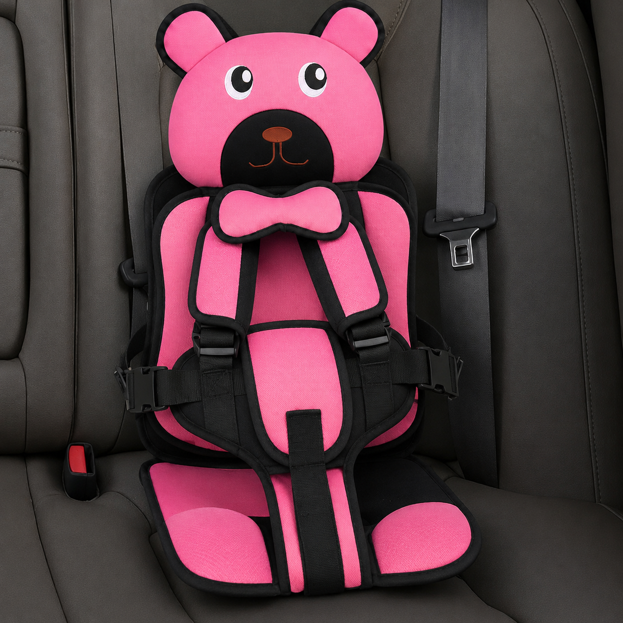 Adjustable Child Travel Booster Seat with Bear Design