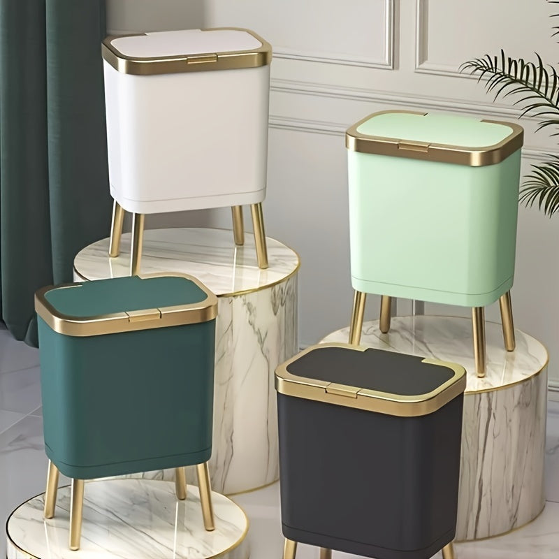 Kitchen Trash Can Lid Slim Odor Sealing Bathroom Waste Bin 15L - Image 2