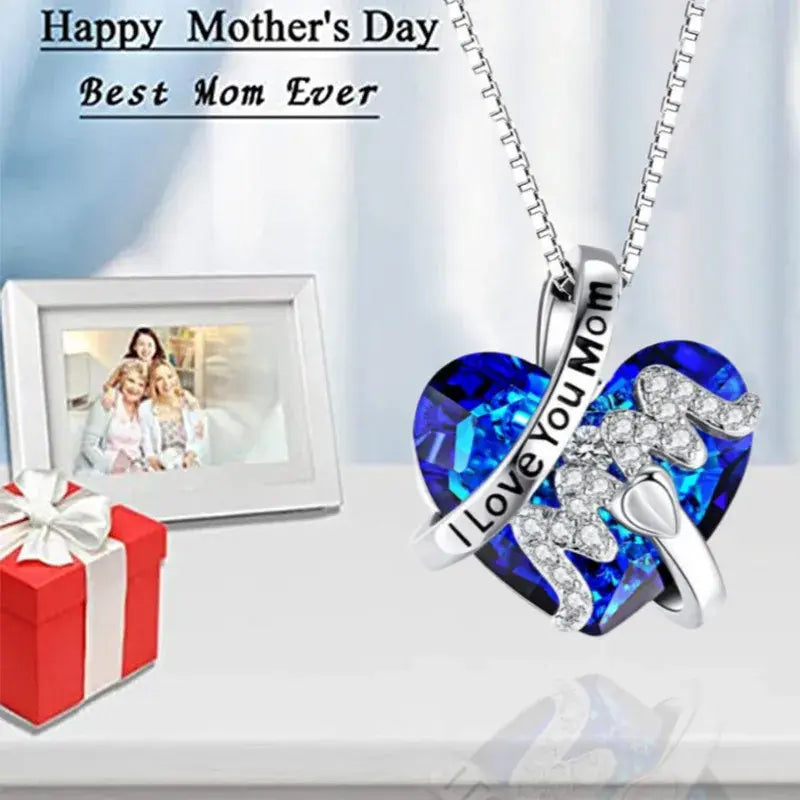 Mother’s Day Crystal Heart Necklace Elegant Jewellery Gift