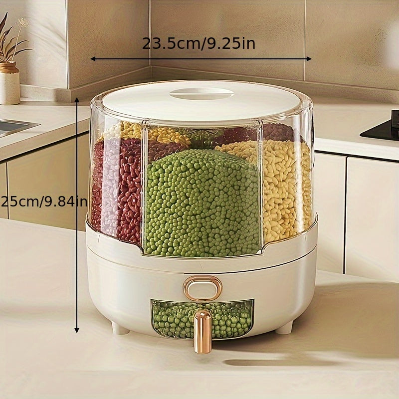 Airtight Food Storage Container Rotating Rice Cereal Dispenser Pantry Organizer - Image 5