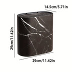 Bathroom Trash Can Lid Marble Pattern Compact Kitchen Bin - Image 4