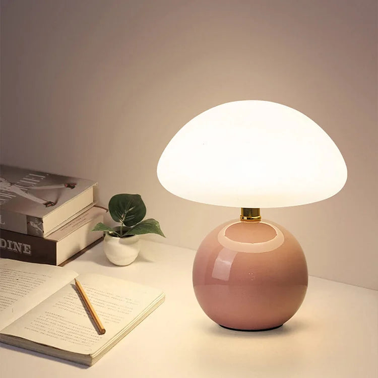 Retro Cream Bedside Lamp Mushroom Shape Table Light