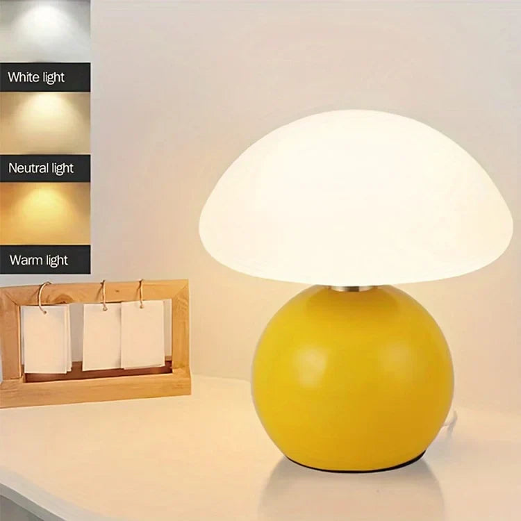 Retro Cream Bedside Lamp Mushroom Shape Table Light