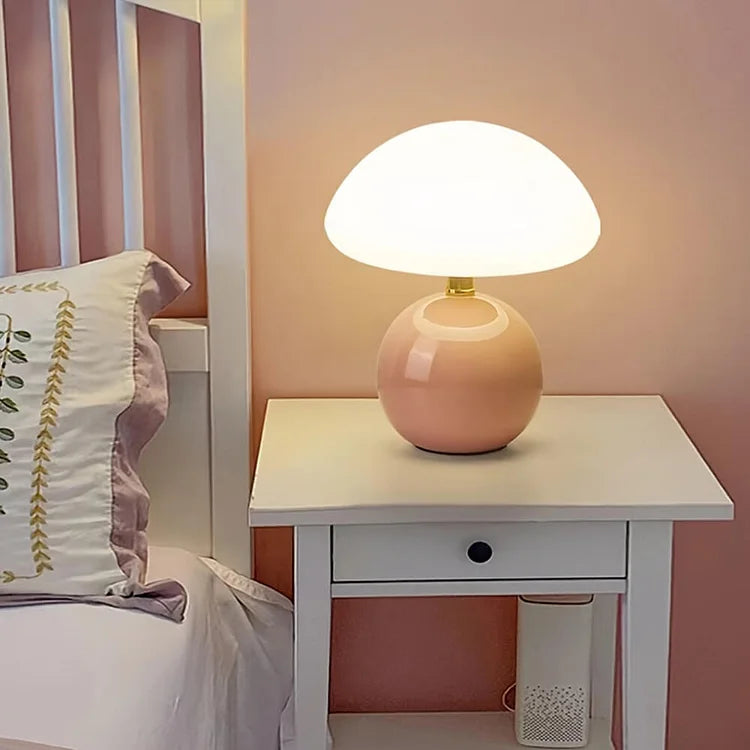 Retro Cream Bedside Lamp Mushroom Shape Table Light