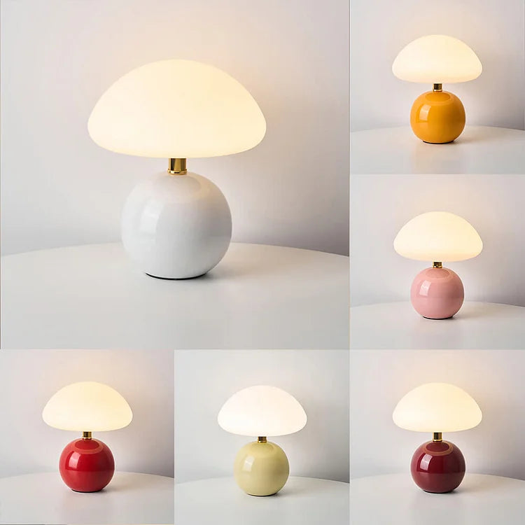 Retro Cream Bedside Lamp Mushroom Shape Table Light