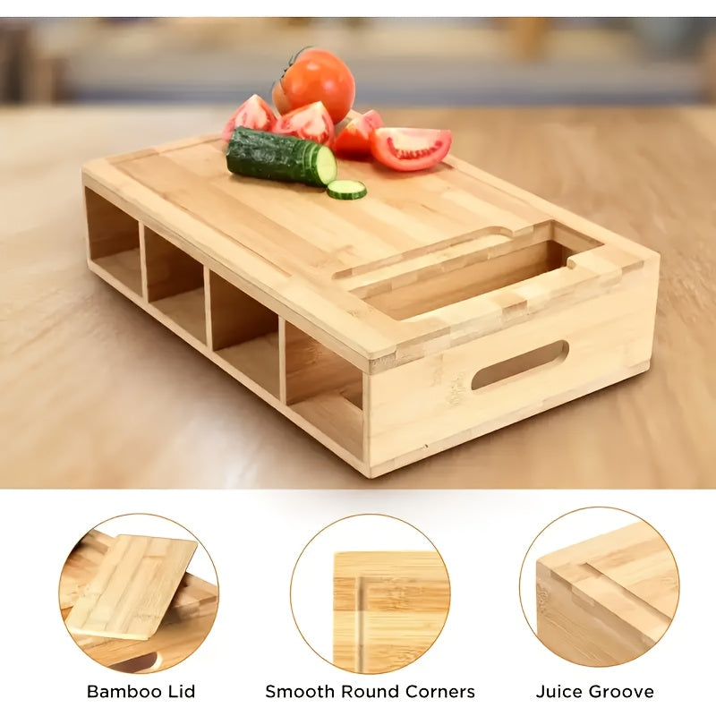 Cutting Board Trays Bamboo Kitchen Prep Station Storage Graters - Image 7