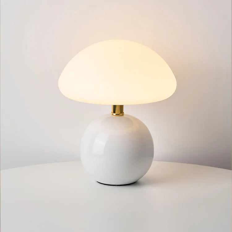 Retro Cream Bedside Lamp Mushroom Shape Table Light