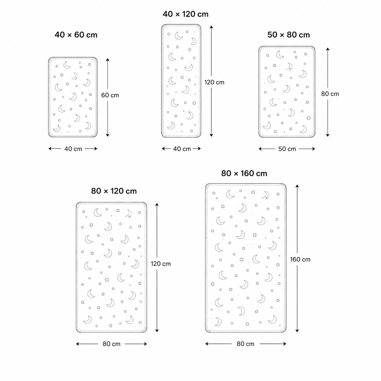 Magical Glow in the Dark Kids Rug with Moon and Star Design