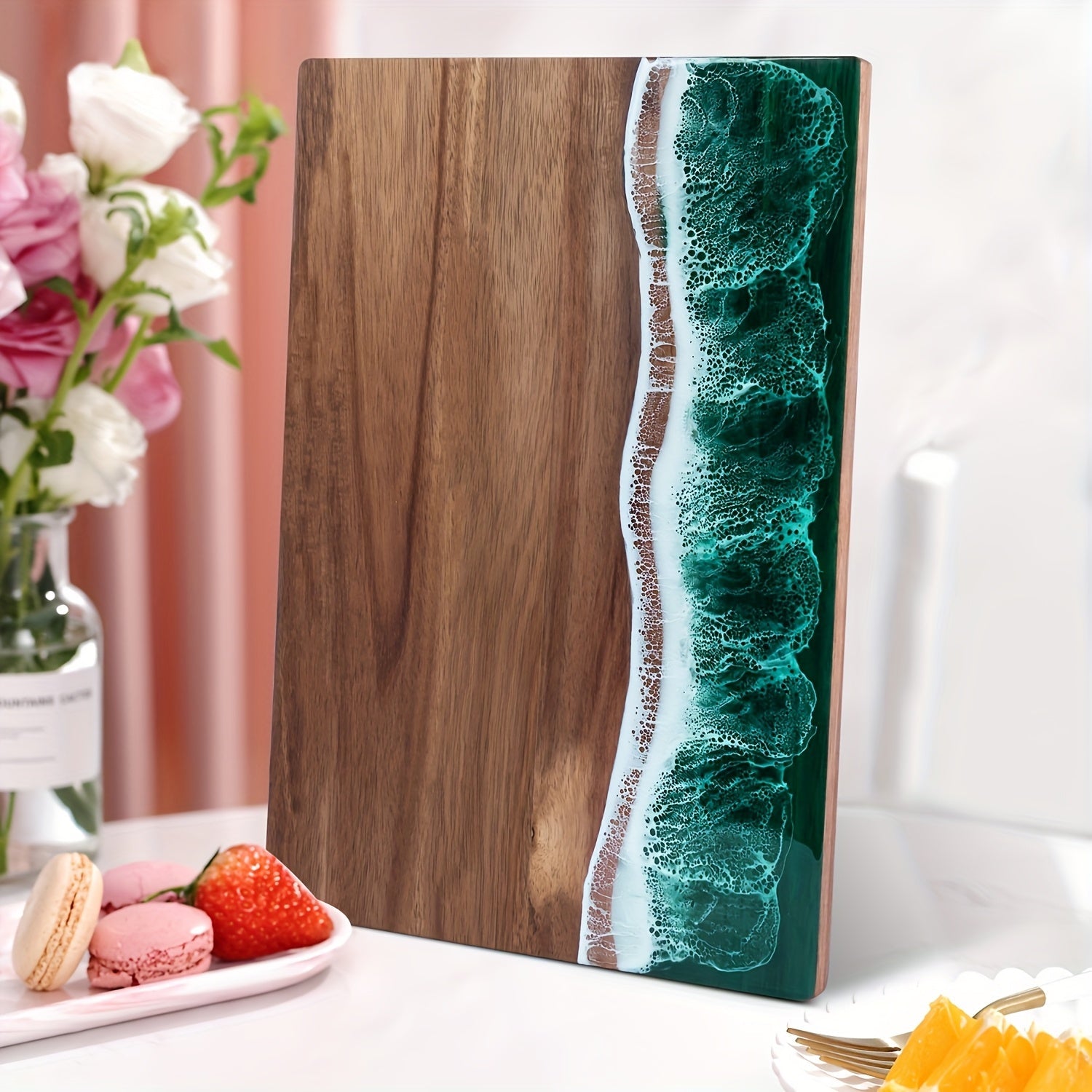 Acacia Wood Cutting Board Ocean Resin Charcuterie Cheese Serving Board - Image 8