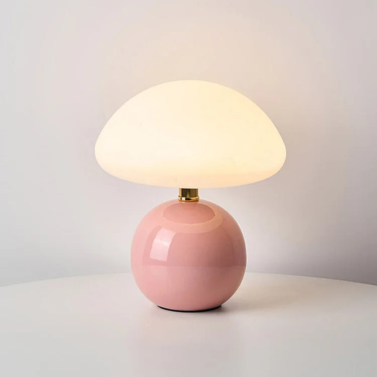 Retro Cream Bedside Lamp Mushroom Shape Table Light