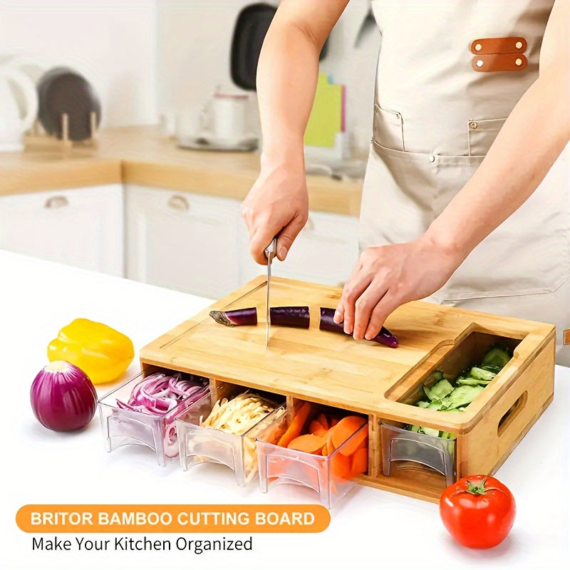 Cutting Board Trays Bamboo Kitchen Prep Station Storage Graters - Image 2