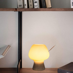 Vintage Bedside Table Lamp Ribbed Glass Mushroom Dimmable Nightstand Light - Image 2