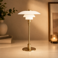 Scandinavian Bedside Table Lamp with Minimalist Glass Shade