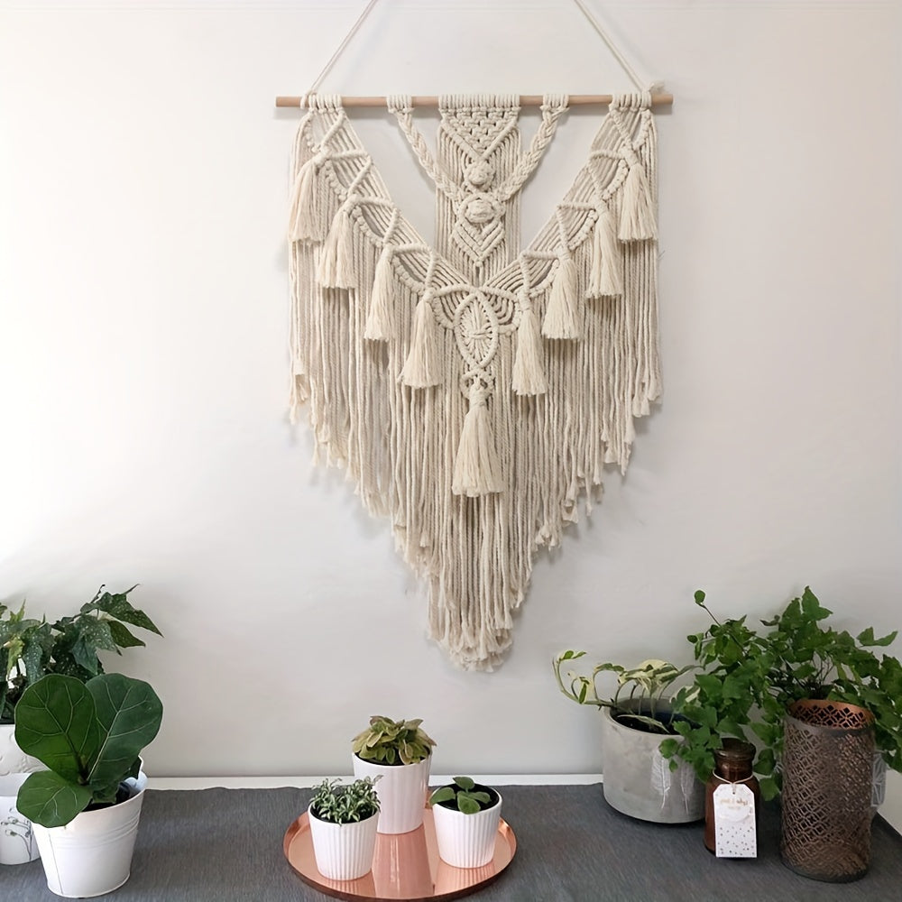 Macrame Wall Hanging Handwoven Boho Cotton Fringe Tapestry Bedroom Decor - Image 2