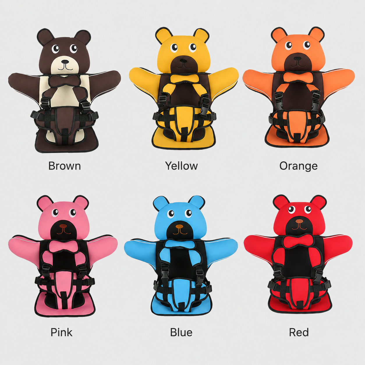 Adjustable Child Travel Booster Seat with Bear Design