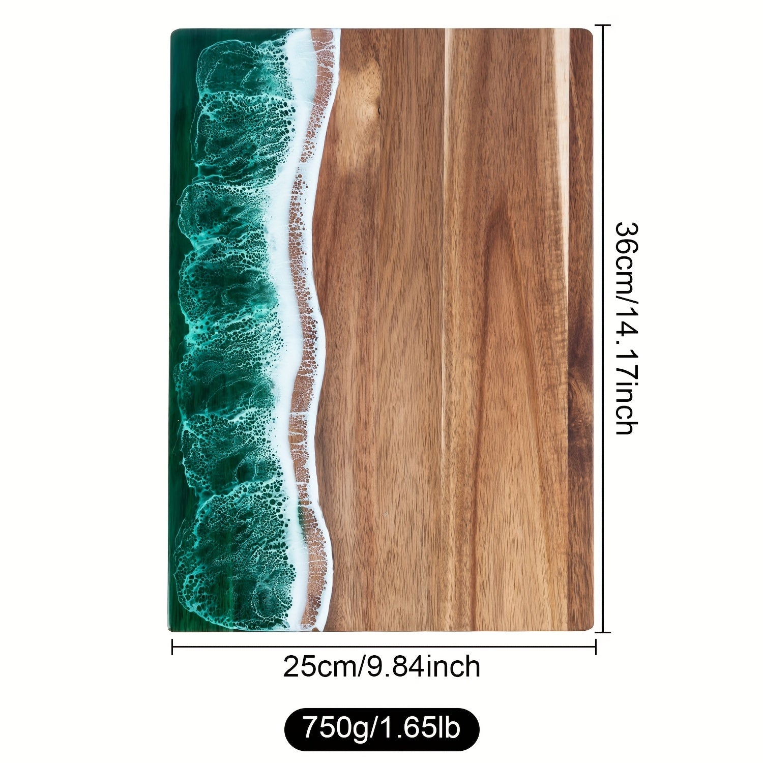 Acacia Wood Cutting Board Ocean Resin Charcuterie Cheese Serving Board - Image 5