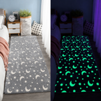 Magical Glow in the Dark Kids Rug with Moon and Star Design