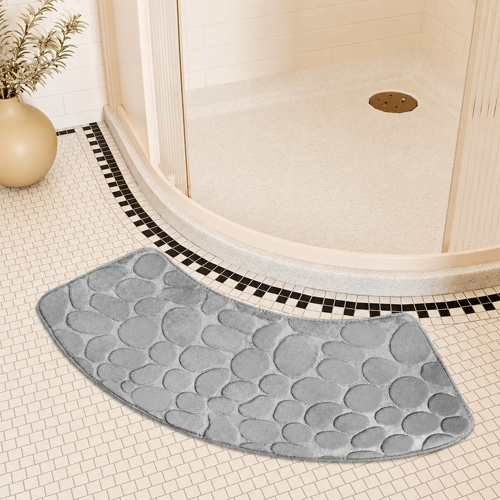 Curved Thickened Non-Slip Bath Mat for Shower and Toilet Floor