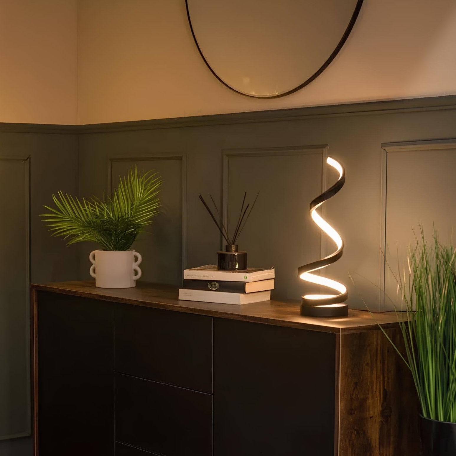 Modern Spiral LED Table Lamps with Dimmable Light