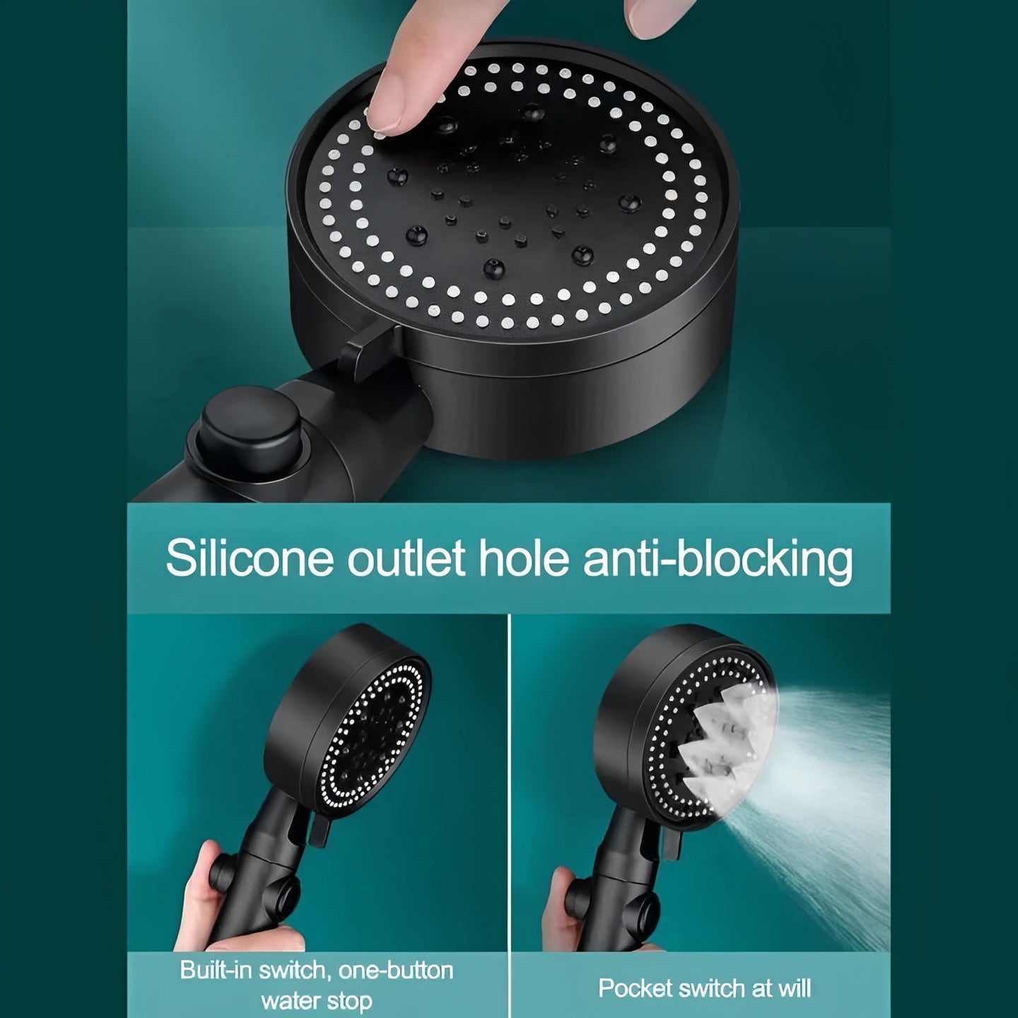Universal High Pressure Shower Head with Hose and 5 Spray Settings - Image 2