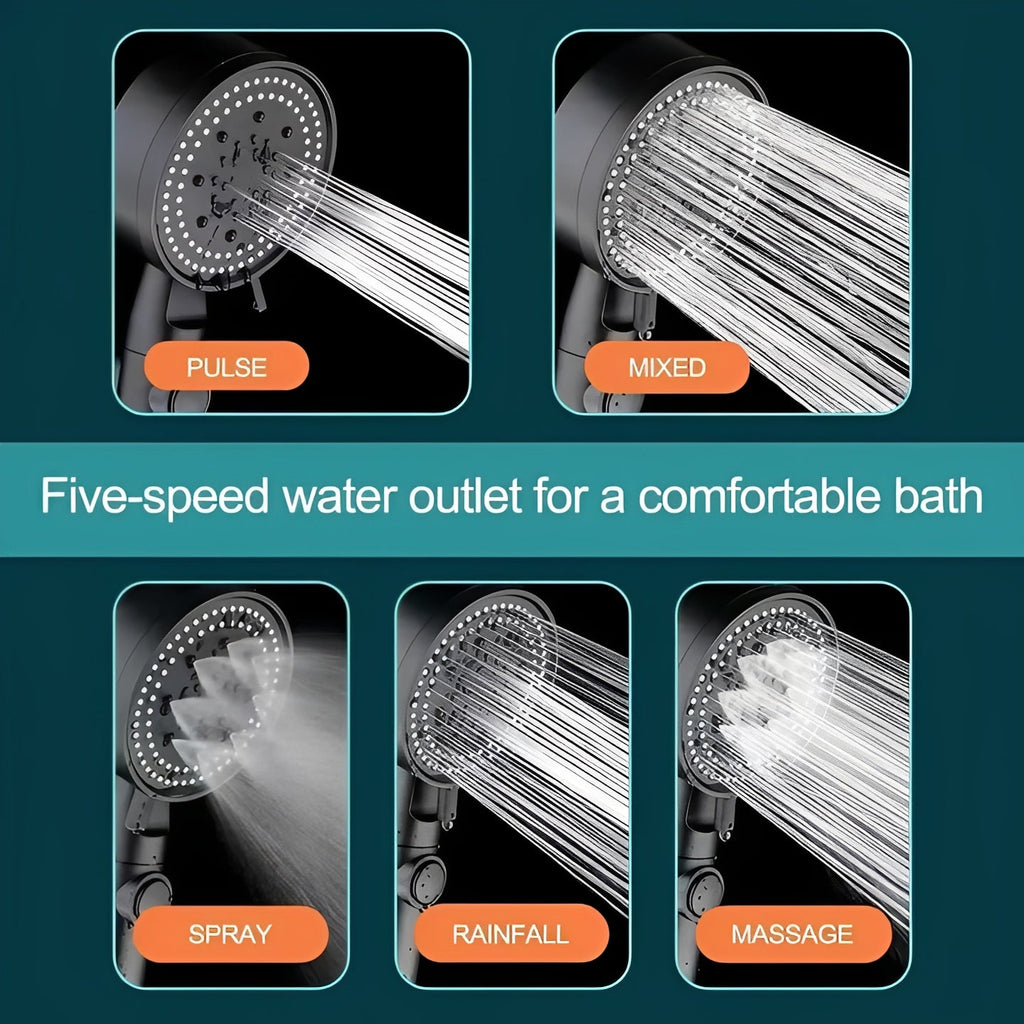 Universal High Pressure Shower Head with Hose and 5 Spray Settings - Image 5