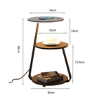 Side Table Bedside Lamp Double Tier Design with Integrated Light