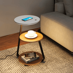 Side Table Bedside Lamp Double Tier Design with Integrated Light