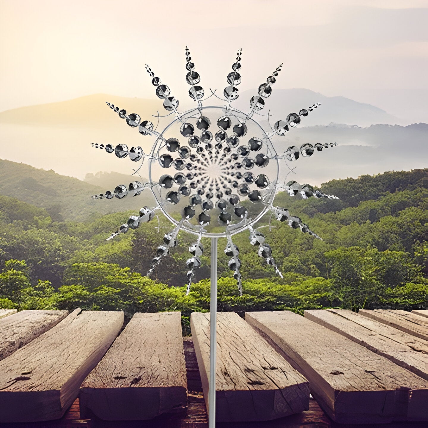 Outdoor Windmill Spinner Kinetic Garden Decoration with Dual Motion