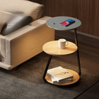Side Table Bedside Lamp Double Tier Design with Integrated Light