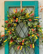 Decorative Floral Wreath Texas Wildflower Design for Front Door