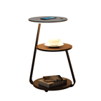 Side Table Bedside Lamp Double Tier Design with Integrated Light