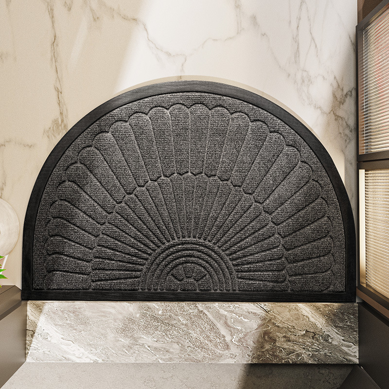 Non Slip Door Mat Semi Circle Rubber Entryway Indoor Outdoor