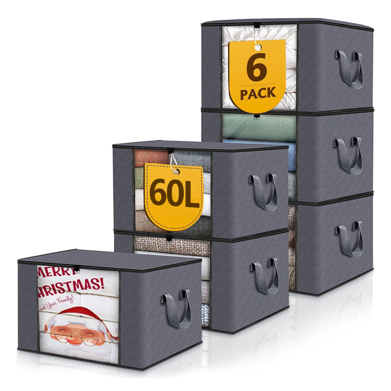 Foldable Clothes Storage Boxes Clear Window Organiser with Handles