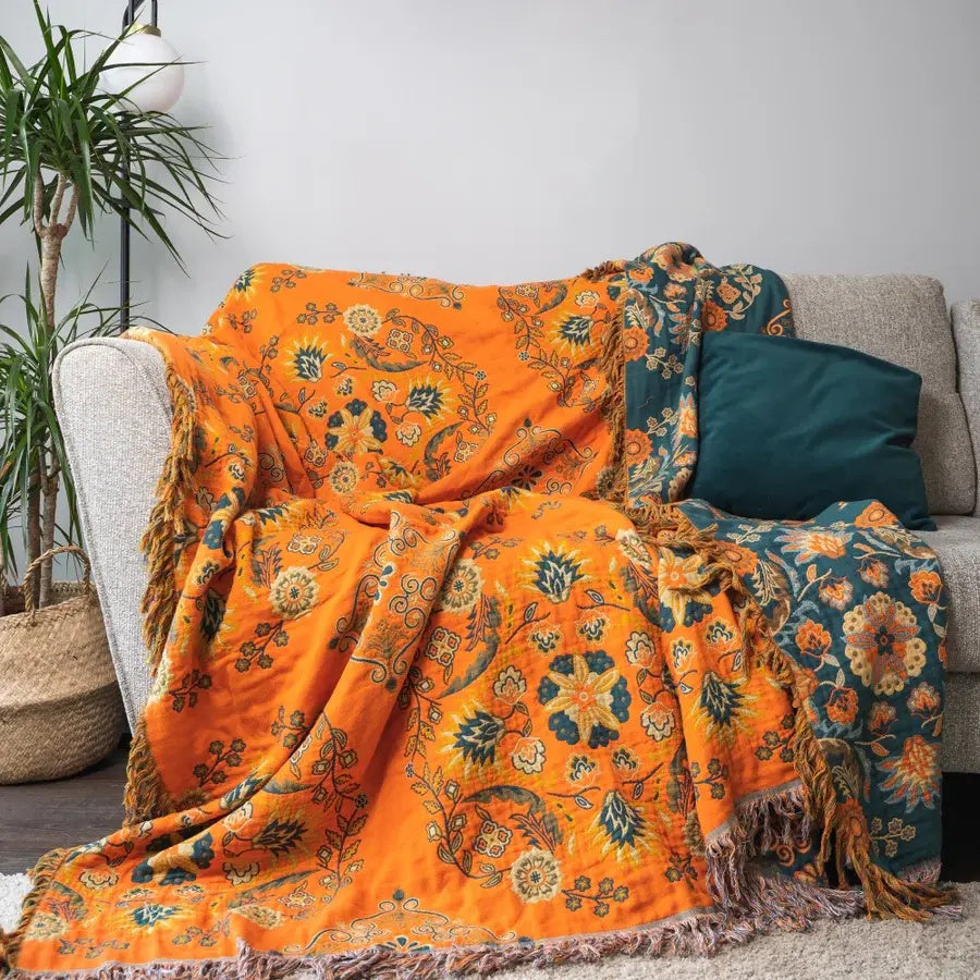 Vintage Inspired Reversible Blanket Cosy Home & Travel Essential