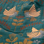 Reversible Nordic Bird & Floral Cotton Throw Blanket