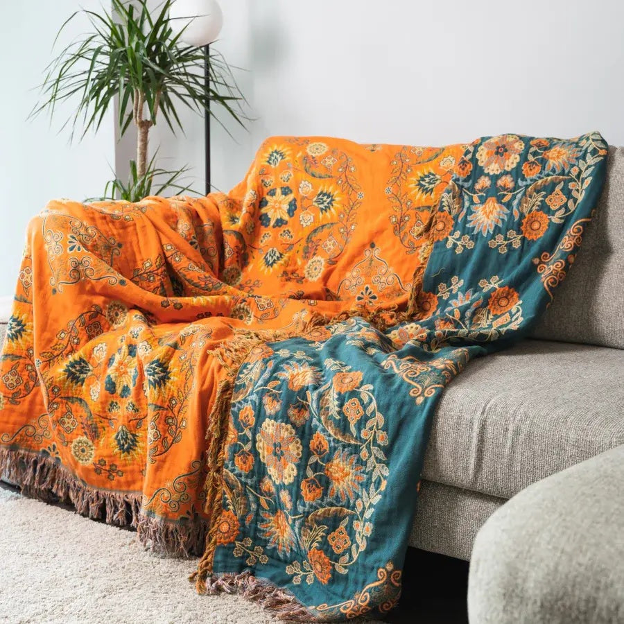 Vintage Inspired Reversible Blanket Cosy Home & Travel Essential