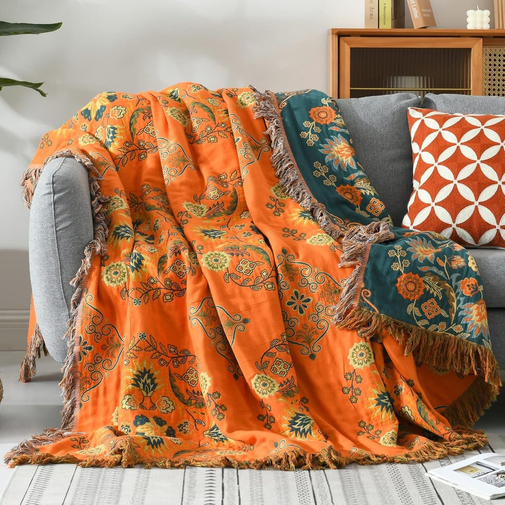 Vintage Inspired Reversible Blanket Cosy Home & Travel Essential