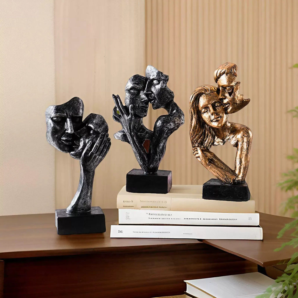 Abstract Couple Kiss Statue Contemporary Home Decor Accent
