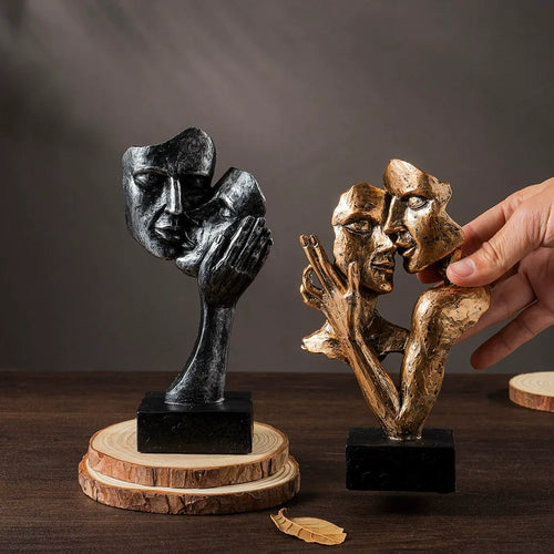 Abstract Couple Kiss Statue Contemporary Home Decor Accent