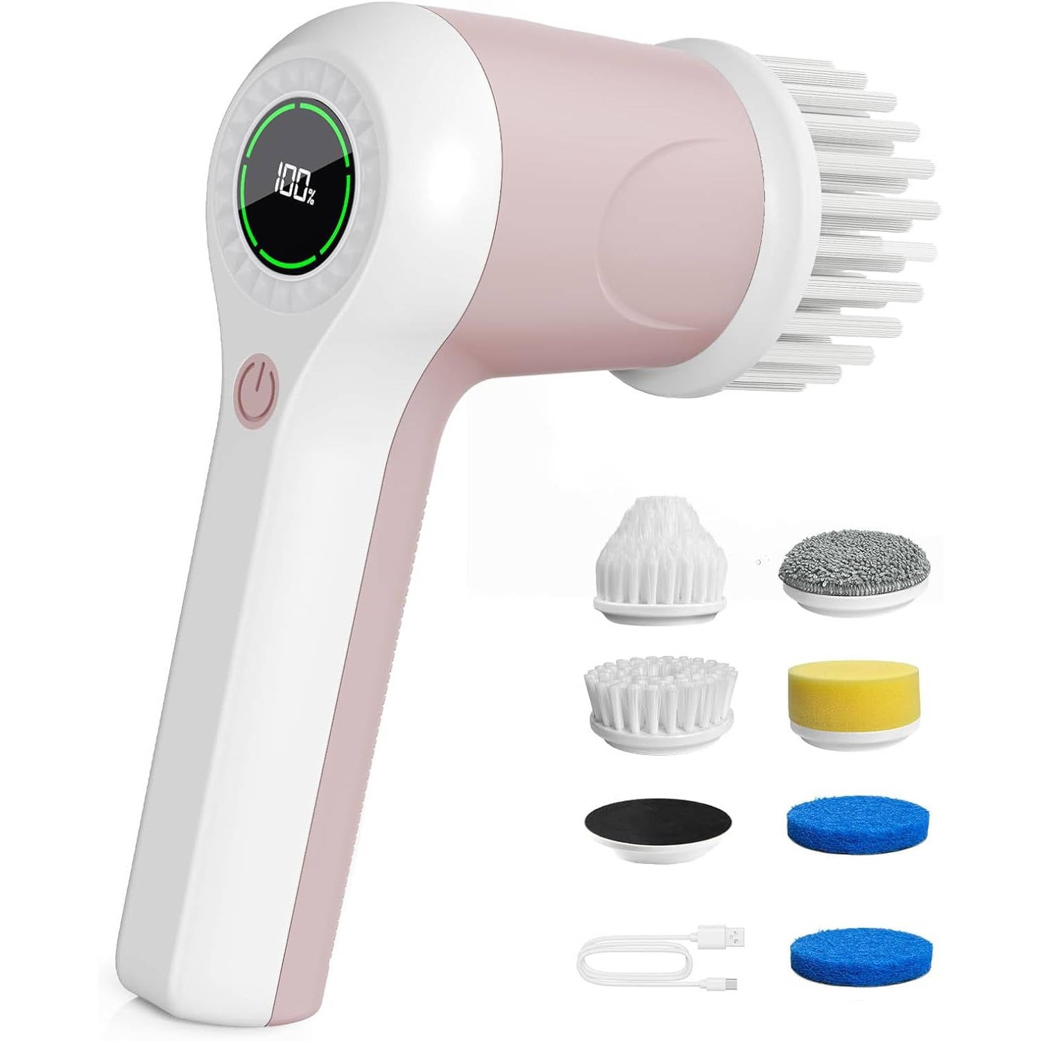 Cordless Electric Spin Scrubber with 2 Speeds & Battery Display, 6 Head Cleaning Brush for Bathroom, Sink & Window - Image 8