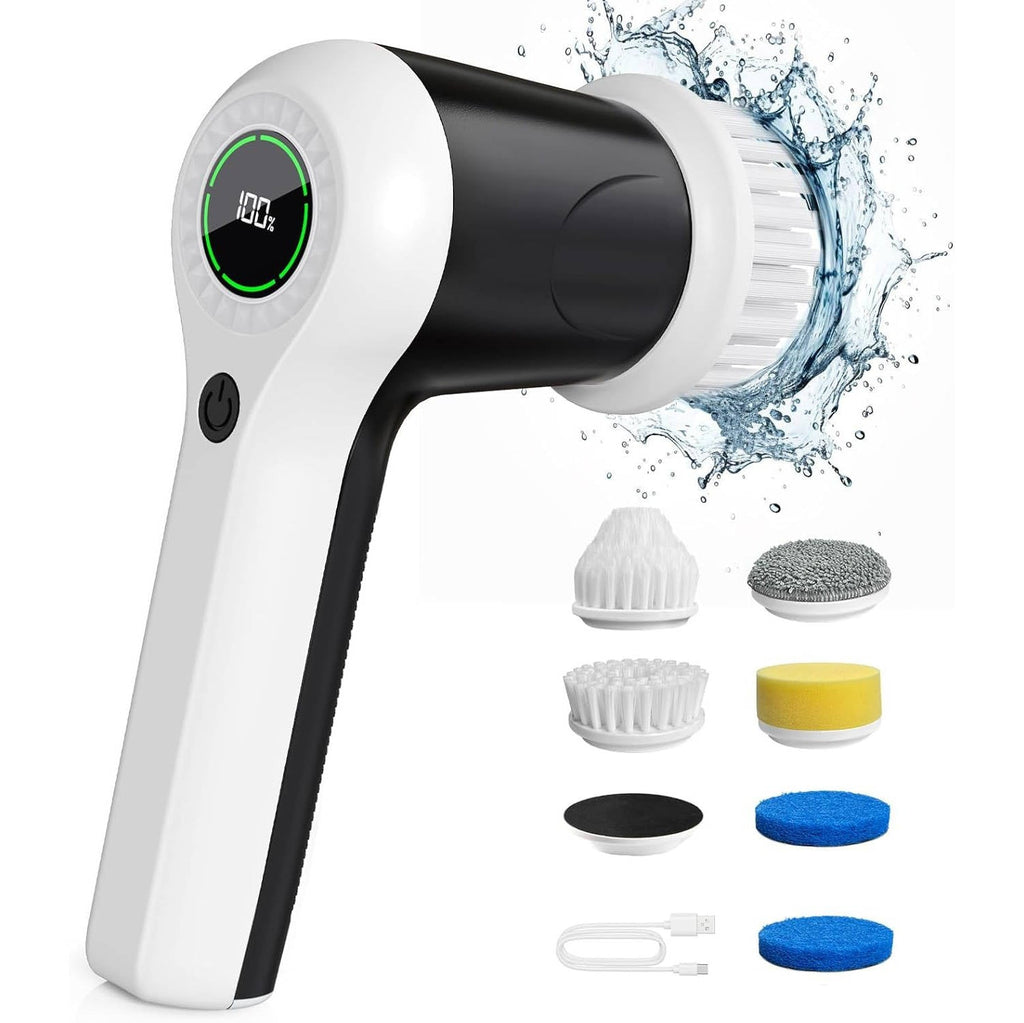 Cordless Electric Spin Scrubber with 2 Speeds & Battery Display, 6 Head Cleaning Brush for Bathroom, Sink & Window - Image 6