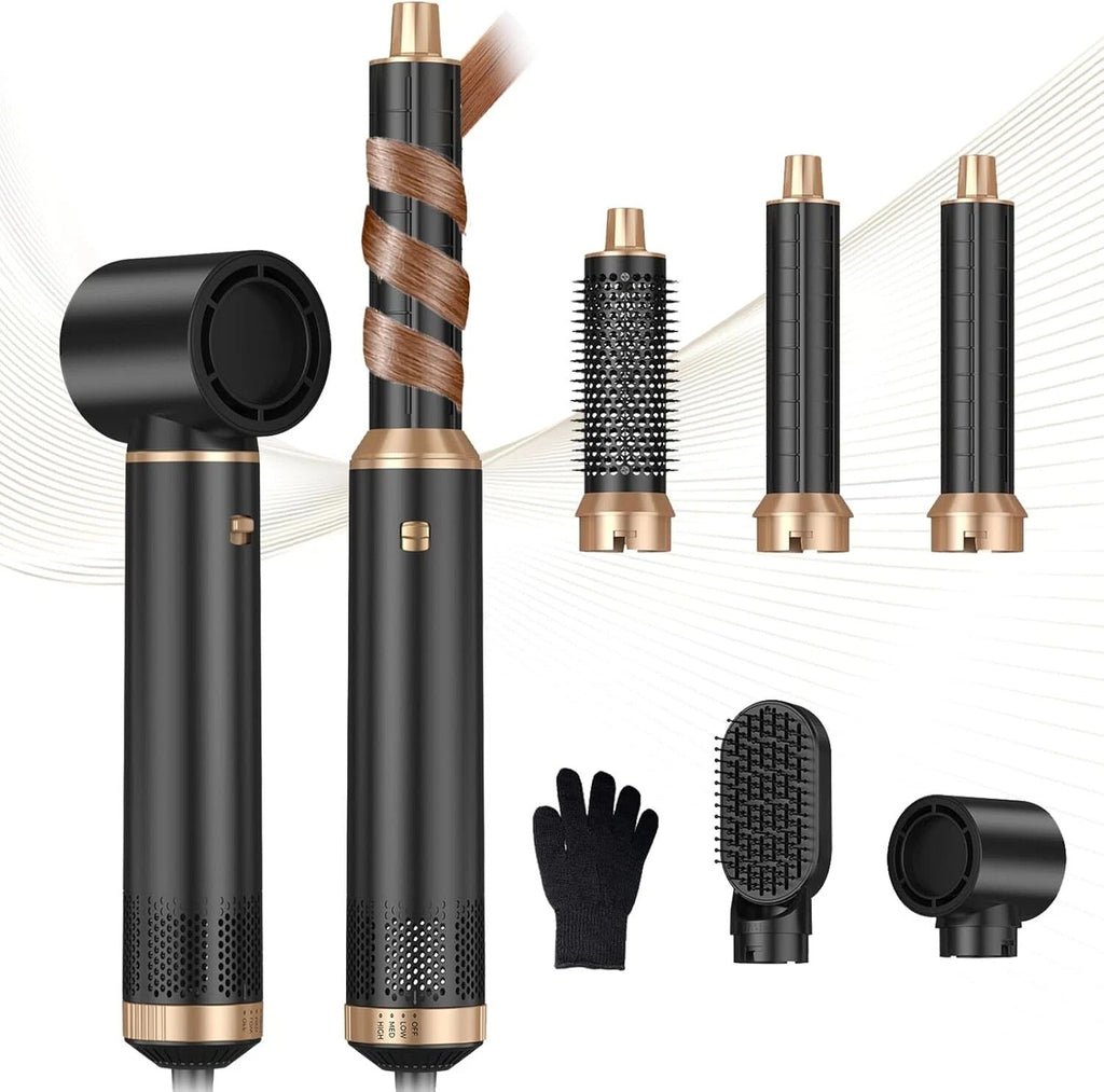 5 in 1 Hair Dryer Brush Auto Wrap Curler Negative Ion Hot Air Styler Volumizer